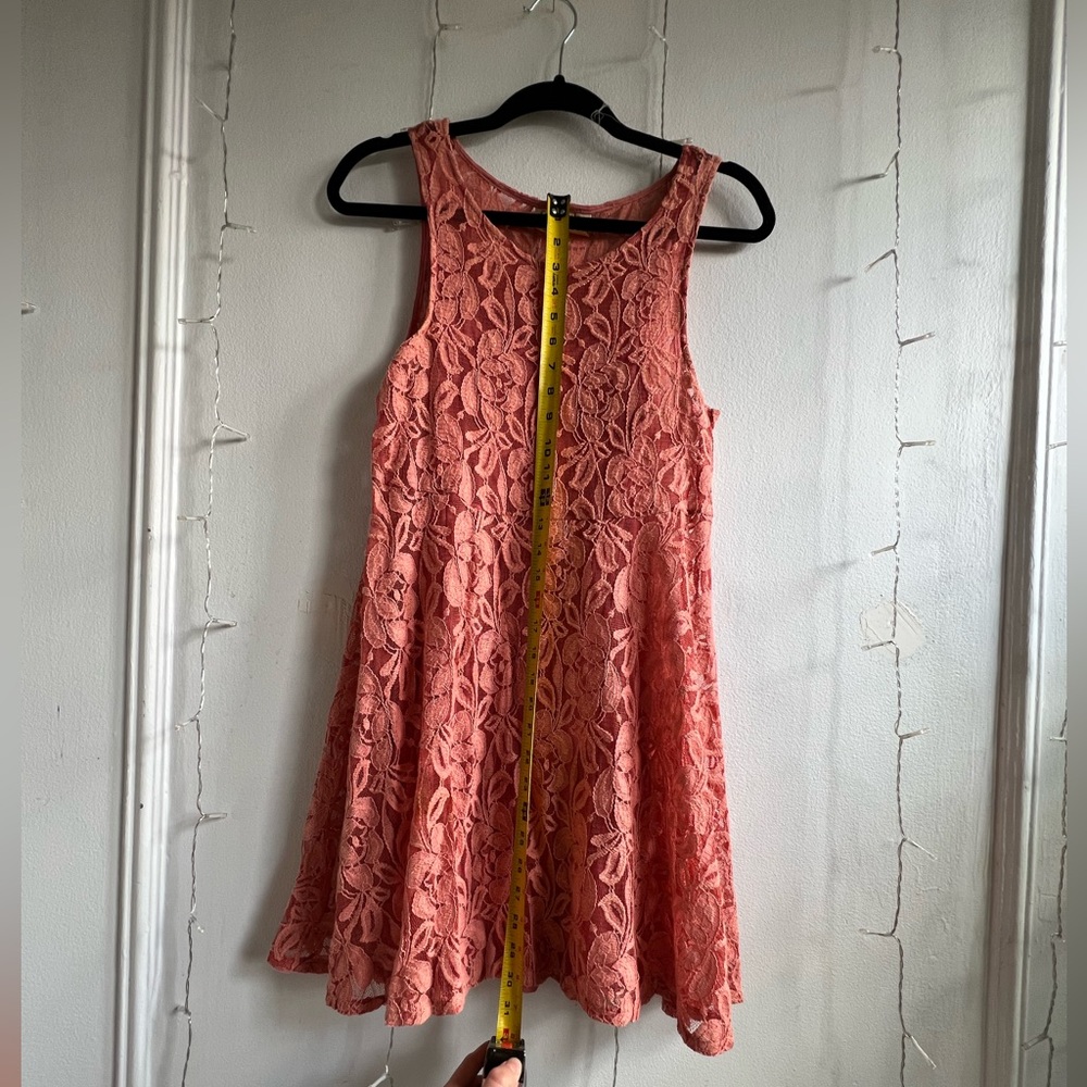Free People Coral Lace Dress With Slip - Picture 4 of 5